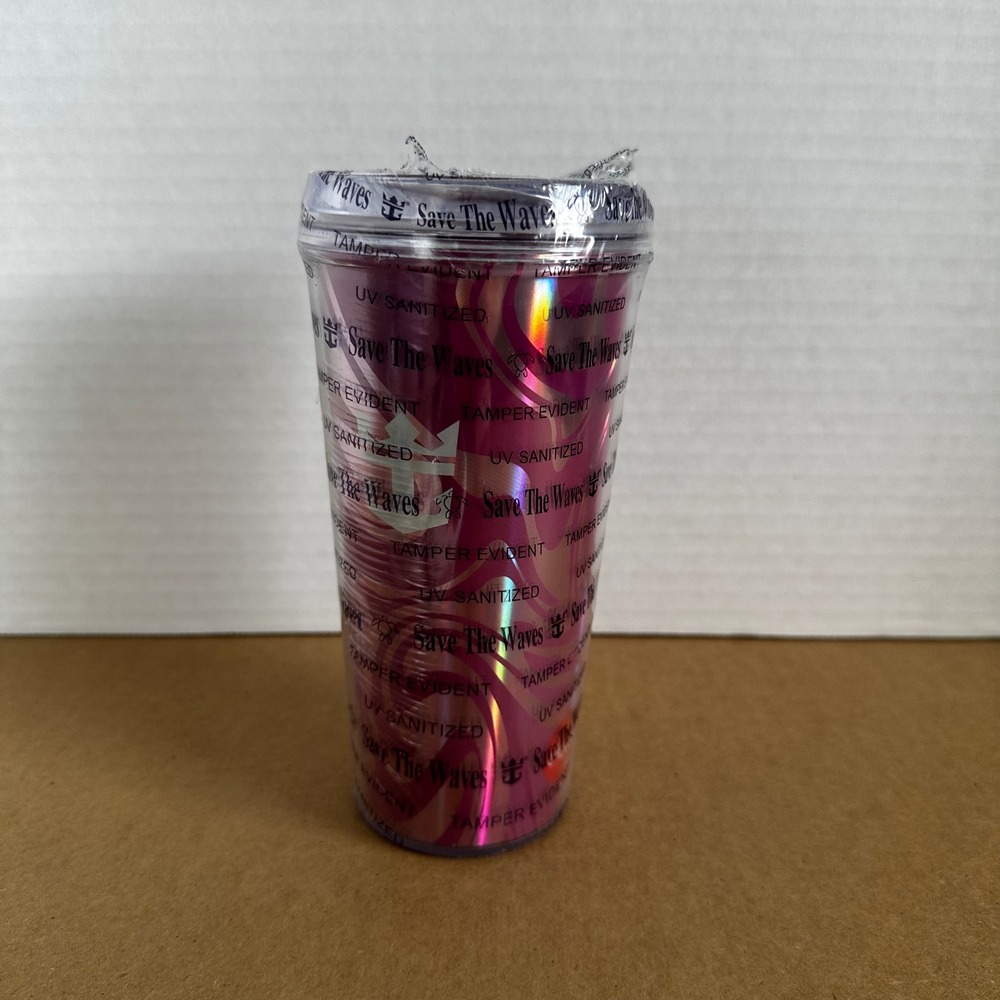 Royal Caribbean Tumbler Unisex OS Pink New Save The Waves Iridescent Logo Cup